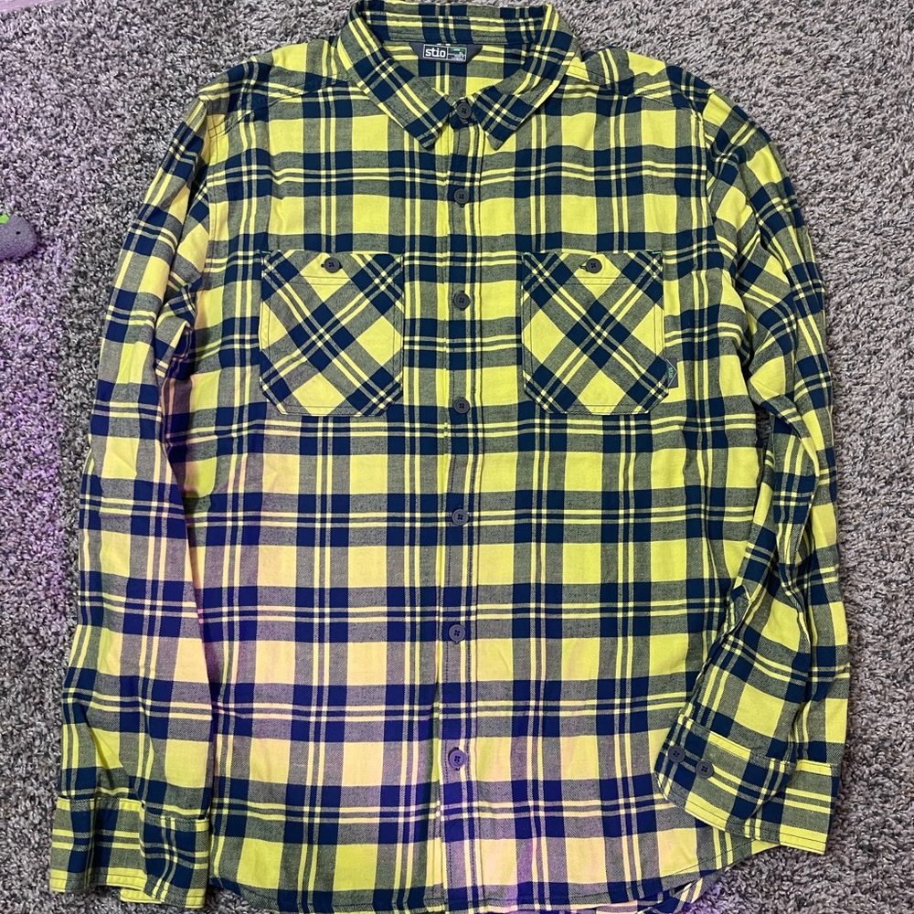 Stio Yellow and Navy Plaid Men's Shirt